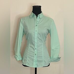 New York and Company-‎ Teal blue button down women’s top Size S